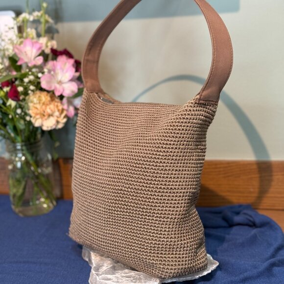The Sak Handbags - THE SAK Tan Crochet Woven Hobo Bag - Hand Crocheted Shoulder Bag